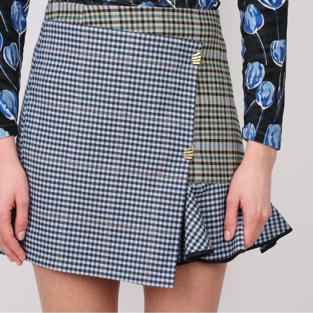 Brogger checkered mini skirt with hand buttons, large